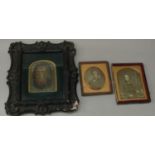 A collection of three 19th century daguerreotype photographic portraits all of male subjects, max