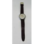 1950s gents Oris Anti-shock wristwatch, chrome plated case and dial with gilt Arabic numerals and
