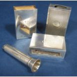 A mixed smoking lot comprising three silver matchbox cases and a further cigarette holder (4)