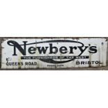 A large old/vintage enamel sign advertising Newbery's "The Furnishers Of The West, Queens Road,