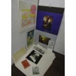 A portfolio containing an interesting collection of signed etchings and other artists prints, mainly