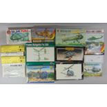 Collection of 13 model helicopter kits including models by Airfix, Matchbox, Italaeri, Special