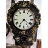 A Victorian papier mache and mother-of-pearl inlaid drop dial clock in the form of a vineyard clock,