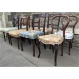 Five pairs of 19th century mahogany dining chairs balloon and bar back examples, all with