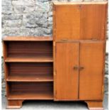 An Art Deco style walnut veneered bureau bookcase combination of stepped form, 10-5 cm wide x 111 cm