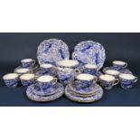 A collection of early 20th century Royal Crown Derby teawares with blue and white printed decoration