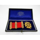 Cased 9ct Royal Antediluvian Order of Buffaloes medal, presented to Sir Augustus George Hutchins,