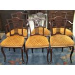 A set of six (4&2) Edwardian mahogany drawing room/parlour chairs, the shield shaped backs with