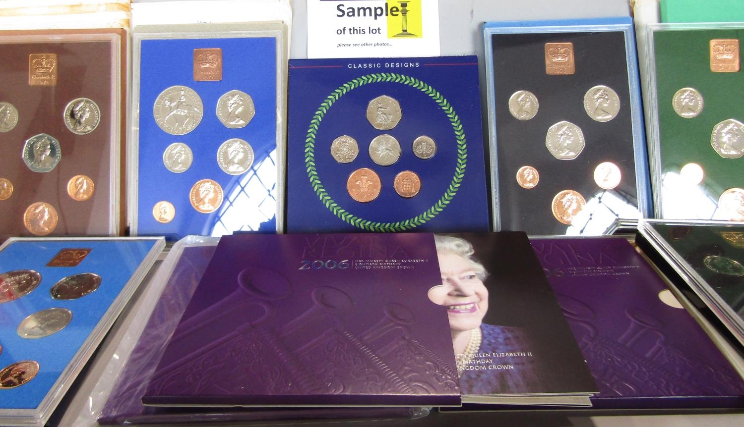 Cased proof coinage 1971, 1972, 1973, 1974, 1975, 1976, 2 x 1977, 1978, 1979 and 1981, all 50p to