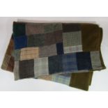 Vintage blanket/ throw composed from squares of woollen tweed forming a patchwork. Unlined, 240x 180