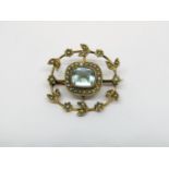 Early 20th century 9ct paste and seed pearl brooch, 3cm W approx, 6.5g