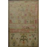 19th century needlework sampler indistinctly named Helen Tree? indistinctly dated 1809? with