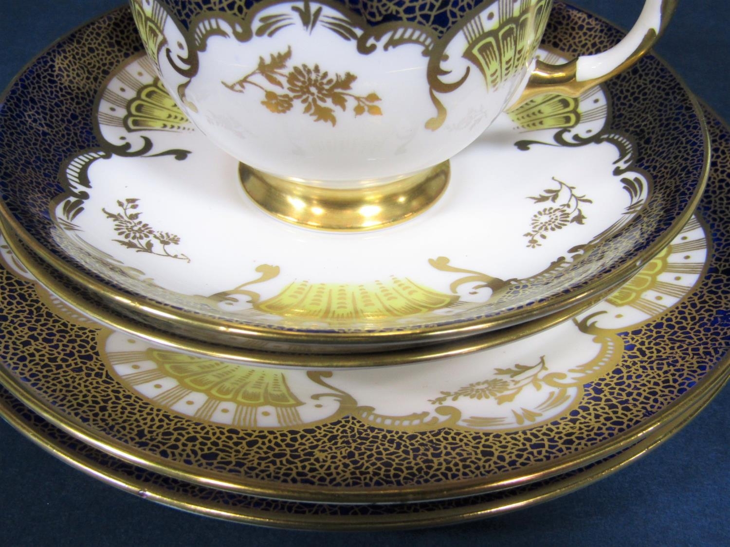 A collection of Tuscan china teawares with blue and gilt decoration comprising pair of cake - Image 2 of 2