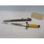 German third Reich dress sword/dagger with wrythen fluted bone handle and darted decoration, twin