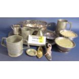 A large collection of metal wares and silver plated items to include two posy dishes, a large