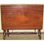 A 19th century mahogany Sutherland tea table of typical narrow proportions raised on four fluted