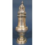 George III silver baluster caster with good Islamic Mosque shaped pierced top, maker Thomas Daniell,