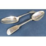 Pair of early 20th century silver fiddle pattern tablespoons, maker HM, Birmingham 1912, 4.5oz