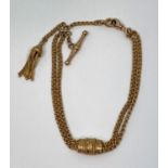 Antique 9ct albertina chain with tassel drop, 18.2g