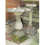 A reclaimed three sectional garden bird bath and combined sun dial, the top 50 cm in diameter x 68