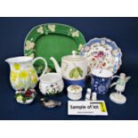 A collection of 19th century and later decorative ceramics including a Caverswall bowl with