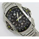 Vintage gent's stainless steel Seiko perpetual calendar 100m wristwatch, the black dial with lume