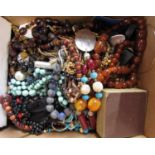 Extensive collection of costume jewellery, mainly bead necklaces (a boxful)