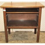 A mahogany side cabinet with open front, raised on moulded supports, 70cm wide