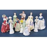 A collection of Royal Doulton figures including Farmer HN3195, Christmas Morn HN1992, Dinky Do