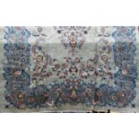 Exceptional quality royal Kashan carpet, with scrolled foliate decoration upon a turquoise ground,