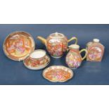 A collection of early 19th century mandarin ceramics with polychrome painted figure and other