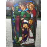 A 19th century stained glass window for restoration 90cm x44cm