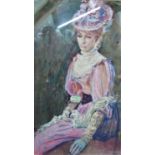 (British - mid 20th century) - Three quarter length portrait of an elegant seated