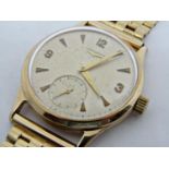 Vintage gent's 9ct Longines dress watch, the champagne dial with gilt baton markers and Arabic