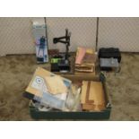 Boxed Minicraft lathe and router attachment and accessories together with a small quantity of