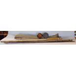 Bamboo shafted fishing rod together with a further unusual fishing rod together with two vintage
