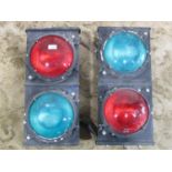Reclaimed painted cast alloy go traffic control lights, (af)