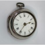 Good Georgian silver fusee pair cased pocket watch by J Edmonds of Liverpool, the convex enamel dial