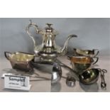 A large collection of silver plated items comprising a tapered silver plated tankard jug, a large