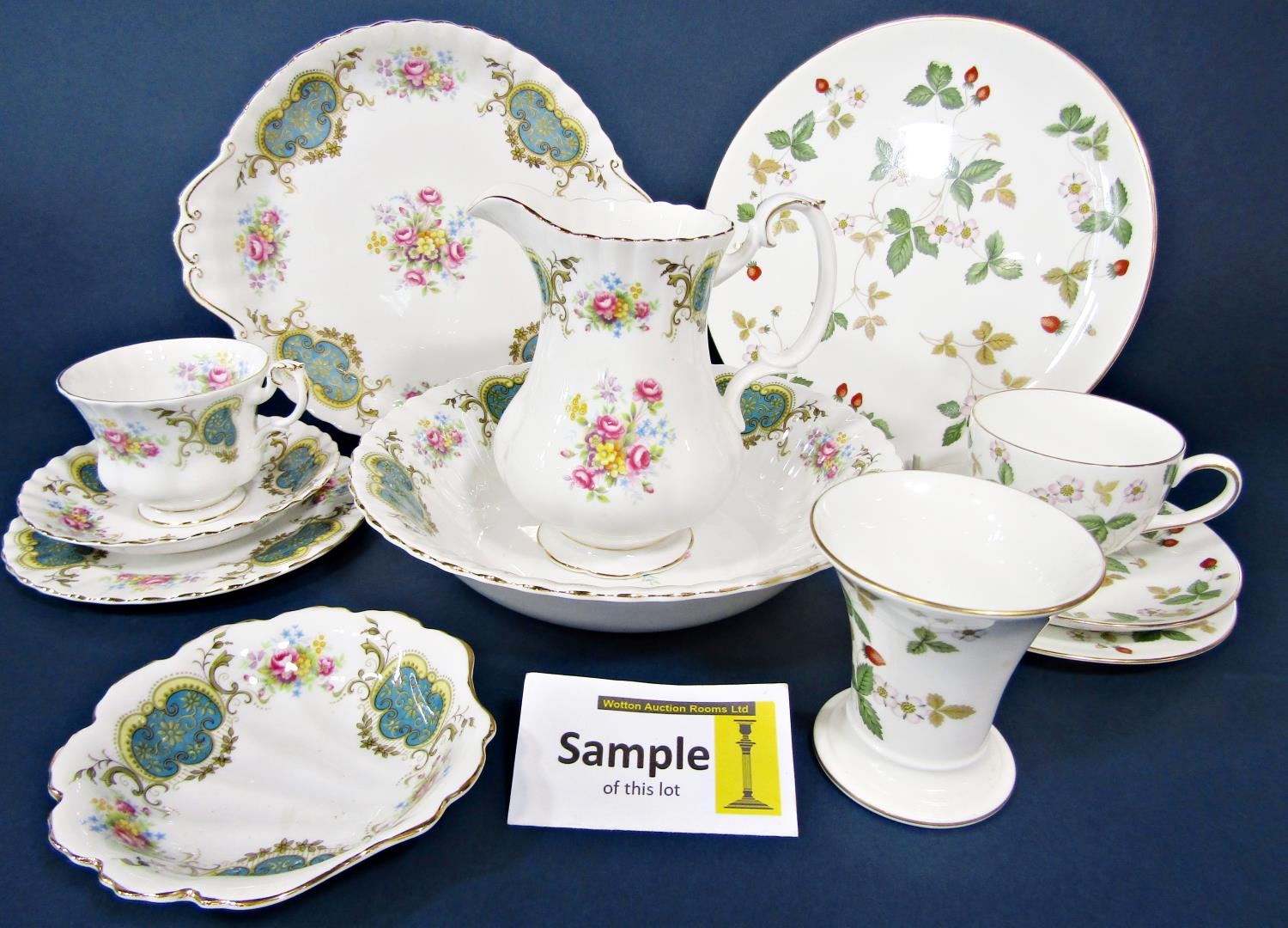 A collection of Royal Albert Berkeley pattern wares comprising oval serving plate, pair of cake