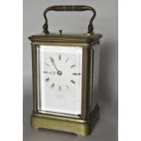 Bennett of 65 Cheapside, London, brass cased repeater carriage clock, striking on a bell, 12.5 cm