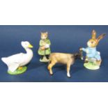 A Beswick model of a Jersey calf together with a Beswick Beatrix Potter figure of Simpkin with brown