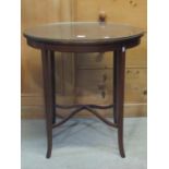 An inlaid Edwardian mahogany occasional table, with inlaid oval top, 72cm max