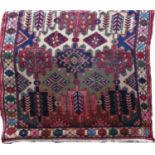 Interesting Persian rug with floral panel multicolour design and further geometric floral trail, 200