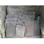 An area of reclaimed natural stone flagstones