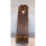 Unusual primitive wall hanging oak board fitted with a group of 9cm spikes/nails, the board 54cm