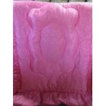 Vintage eiderdown in pink satin (feels like silk) filled with feathers and with trapunto type