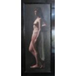 B M Aime (20th century school) - Full length life study of a standing female nude, oil on canvas,