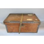 Lidded plywood and steel banded laundry box inscribed 'Tetbury Hand & Steam Laundry Co Ltd,