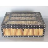 Vizagapatam porcupine quill box, the hinged lid enclosing a good quality inlaid interior of an